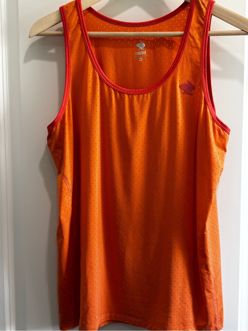 Rabbit Orange Performance Tank with Pink Trim